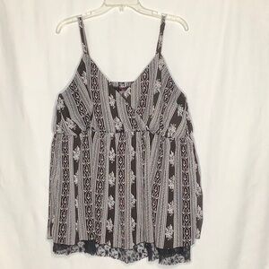 Torrid Surplice Striped Dark Floral Tank Top Blouse With Lace Hem Size 3X